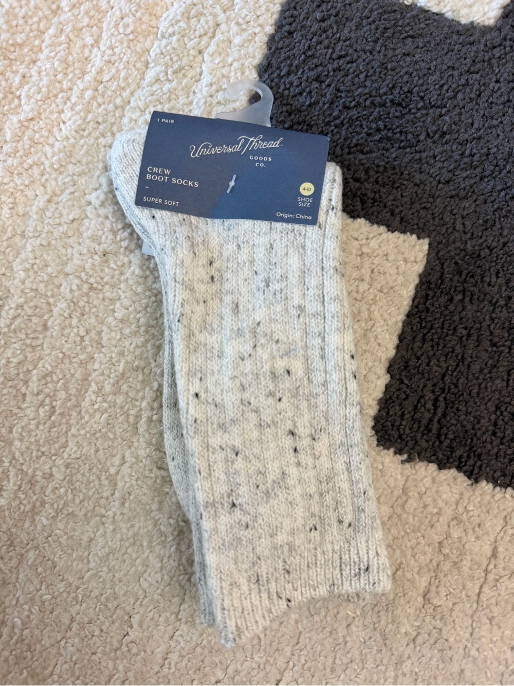 Universal Thread Cream Speckled Crew Boot Socks